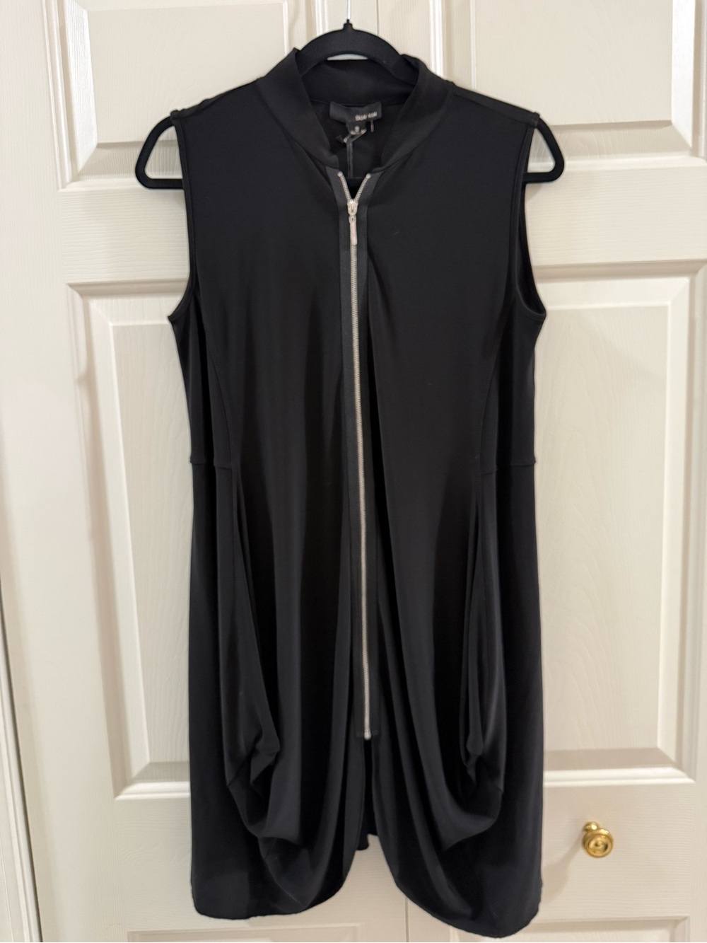 Sun Kim NWT Black Zip Front Bubble Hem Sleeveless Dress Avant Garde S